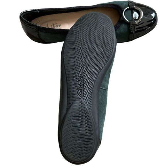 Clarks Gracelin Ballet Flats 7 EU 37.5 Dark Green Suede Leather Comfort - Picture 3 of 8